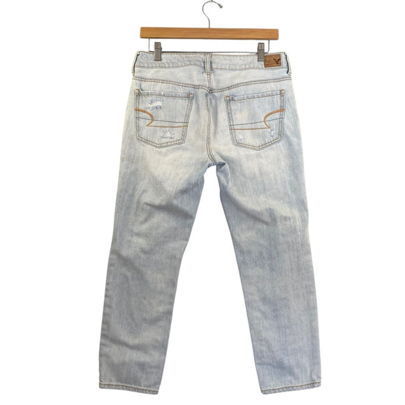 American Eagle Jeans Womens Size 4 Boy Crop Blue Light Wash Button Fly25" Inseam - Picture 2 of 16